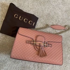 Gucci Emily pink micro GG Guccissima leather bag  11.8”x 7.3”x 3” gently used